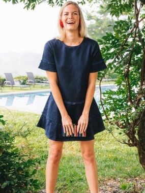 Marie Oliver Jillian fringe navy mini dress